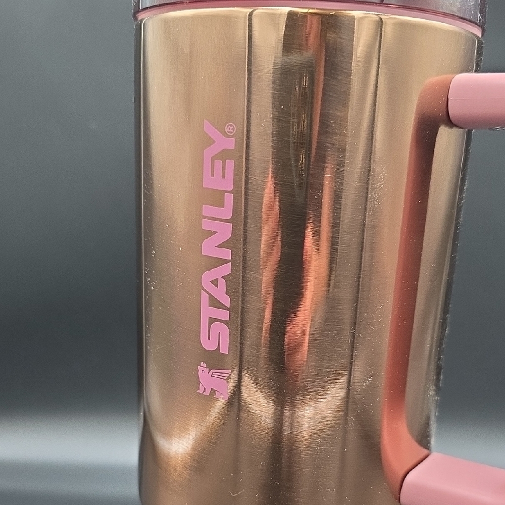 Stanley Metallic Bronze Travel Mug with Pink Handle - Picture 2 of 4